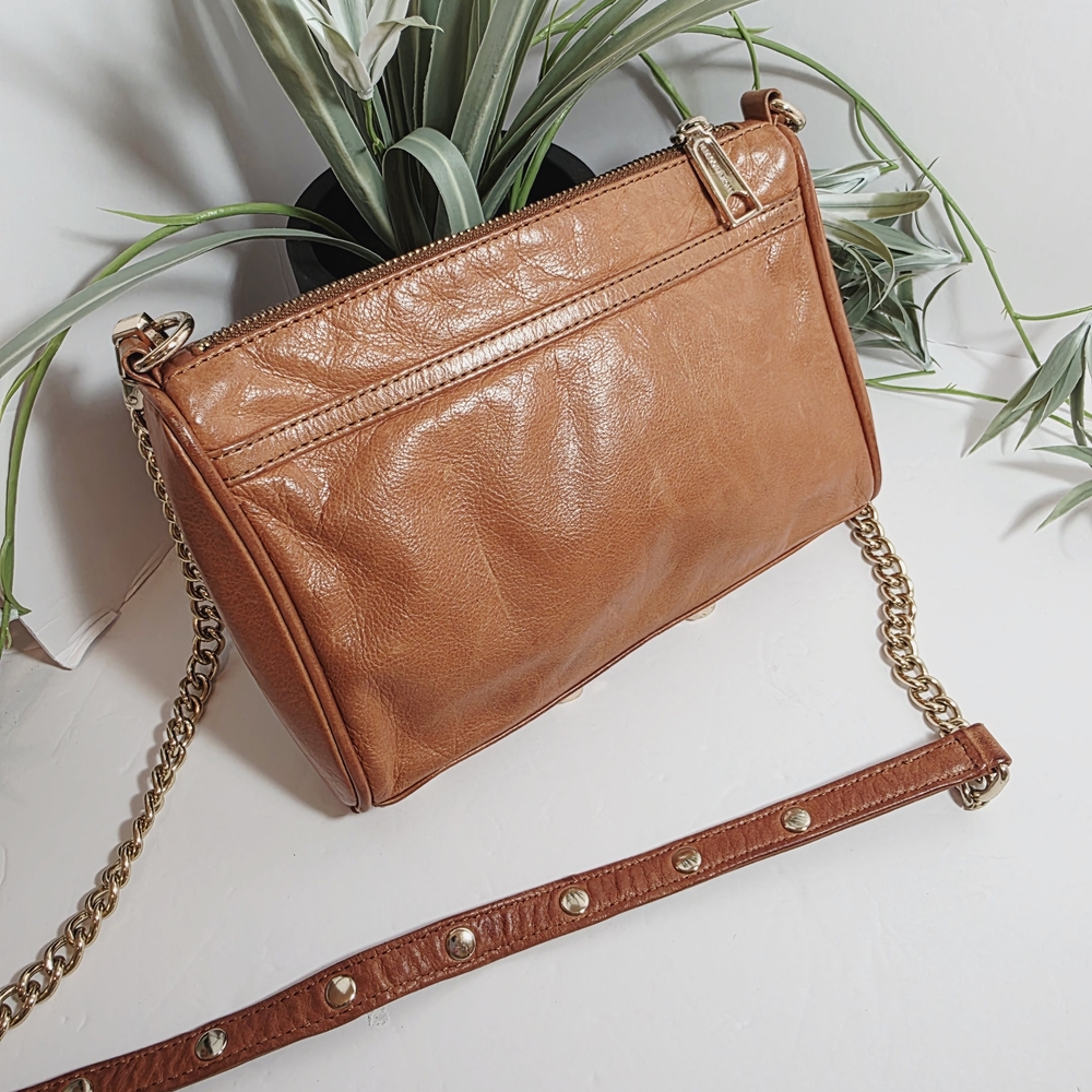 Rebecca Minkoff Leather Mini M.A.C. Crossbody Bag – Cognac Brown - Picture 5 of 14